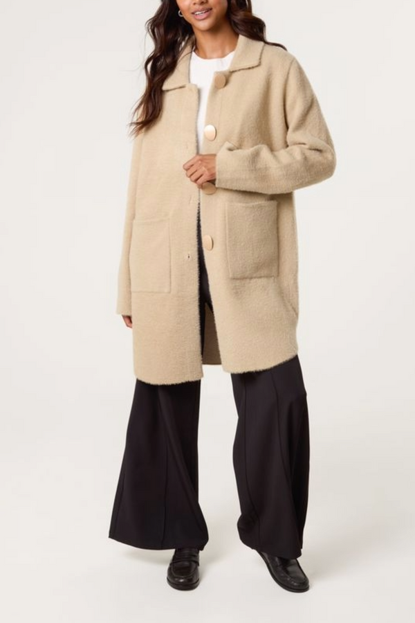 Qed London Soft Classic Collar Overcoat