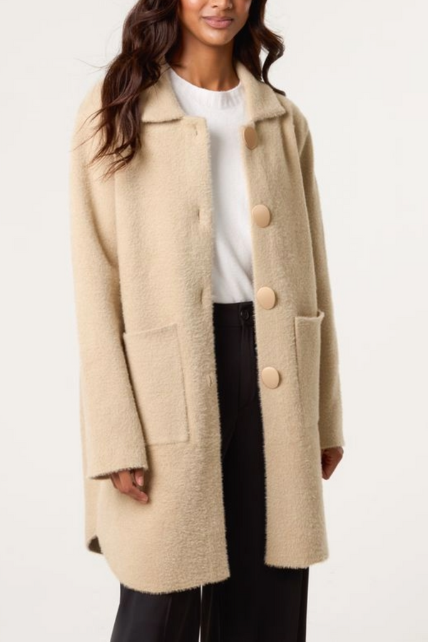 qed london Soft Classic Collar Overcoat