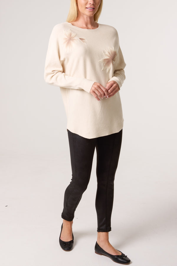 Qed London Soft Floral Embellished Jumper