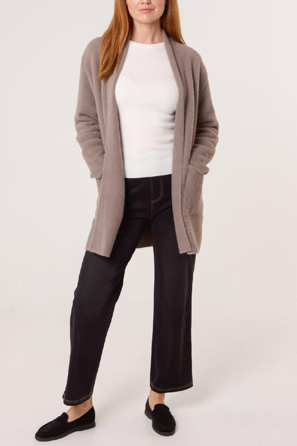 Qed London Soft & Fluffy Mid Length Cardigan