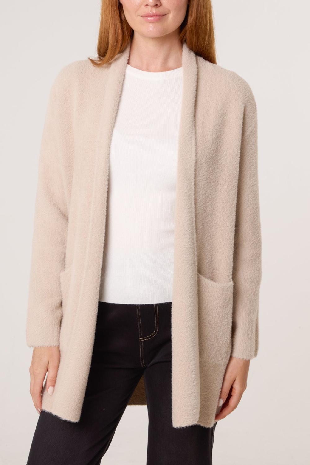 Qed London Soft & Fluffy Mid Length Cardigan