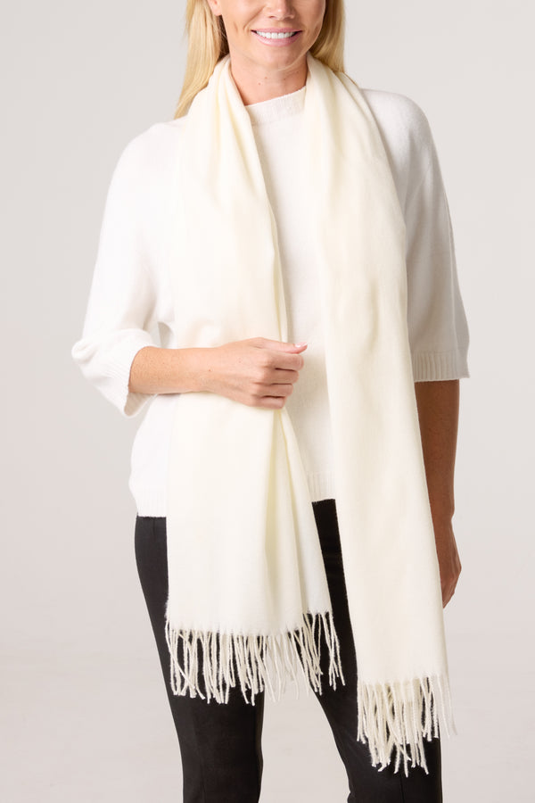 Qed London Soft Knit Plain Tassel Scarf