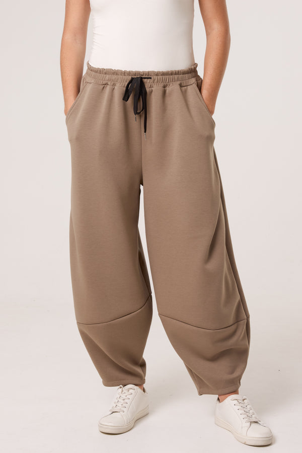 Qed London Soft Touch Barrel Leg Trousers
