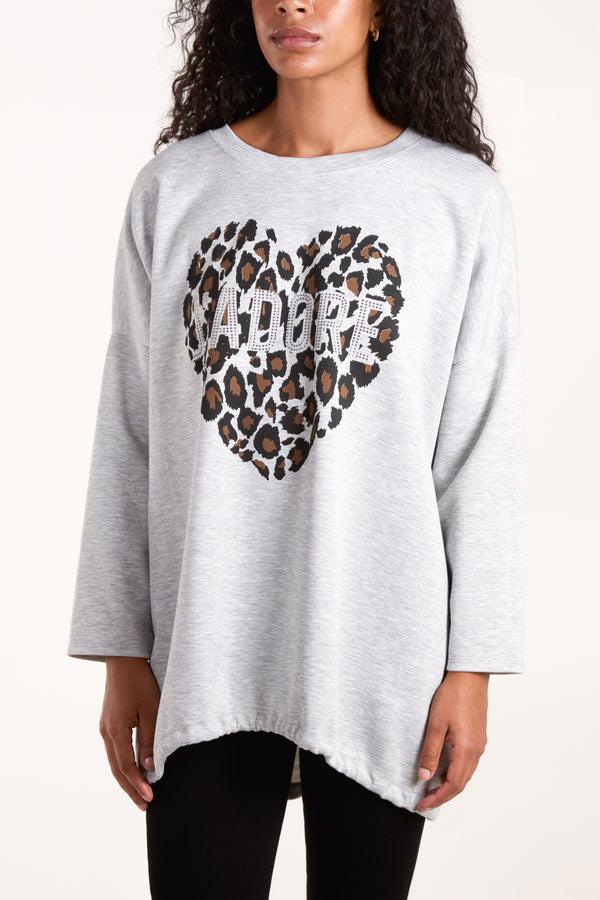 Qed London Soft Touch "J'Adore" Heart Sweatshirt