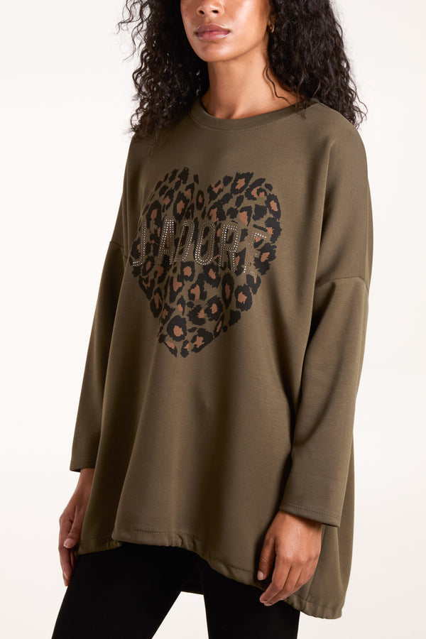 qed london Soft Touch "J'Adore" Heart Sweatshirt