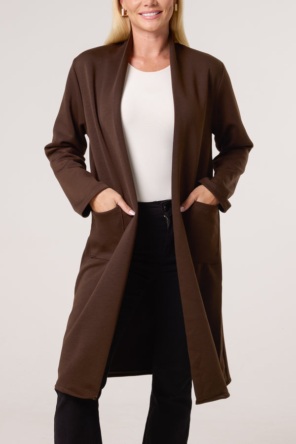 Qed London Soft Touch Pockets Longline Coat