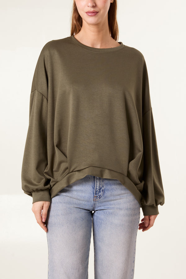 Qed London Soft Touch Puffball Sleeve Sweat Top