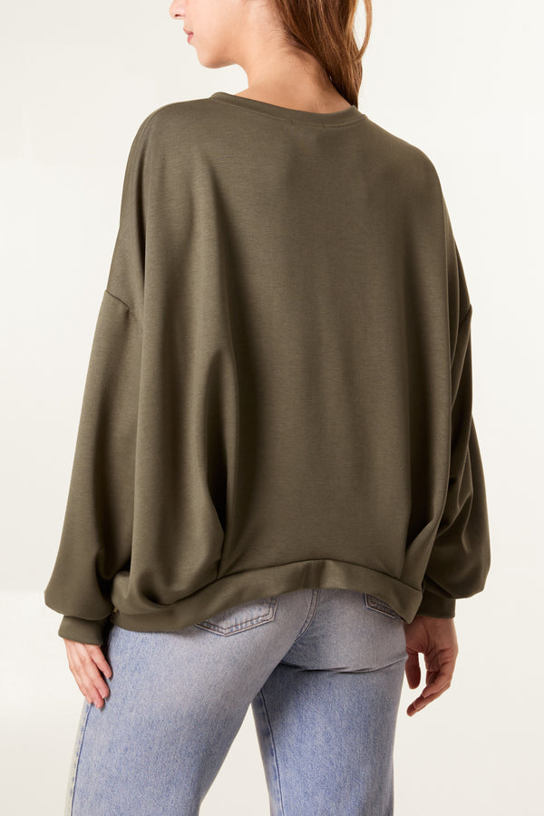 Qed London Soft Touch Puffball Sleeve Sweat Top