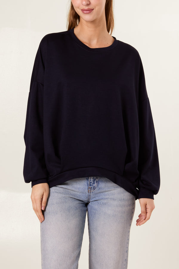 qed london Soft Touch Puffball Sleeve Sweat Top