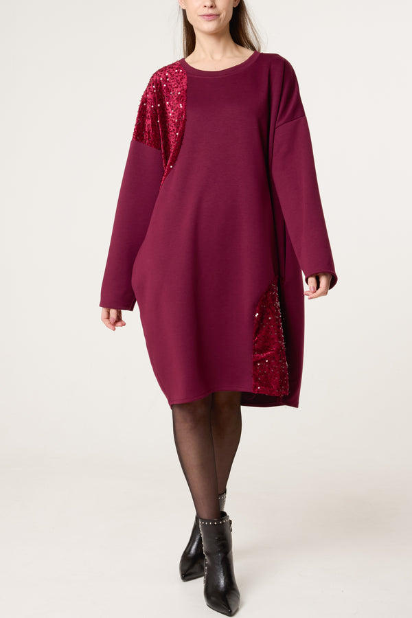 qed london Soft Touch Sequin Oversized Dress