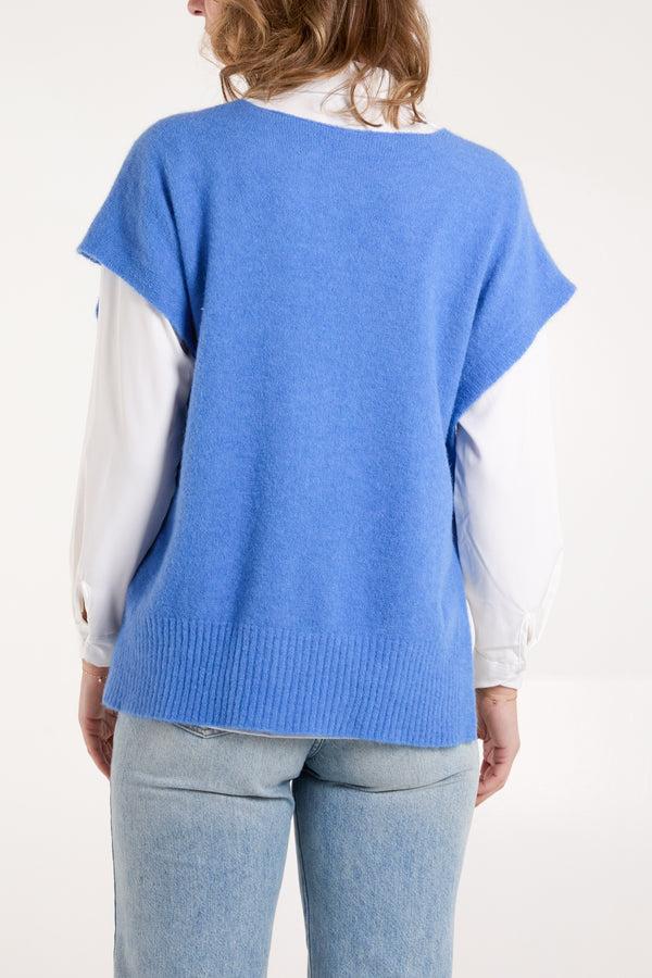 Qed London Soft Touch Side Split Knit Vest