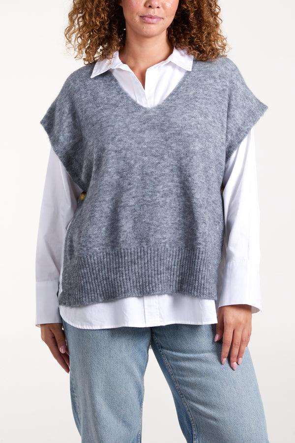 Qed London Soft Touch Side Split Knit Vest