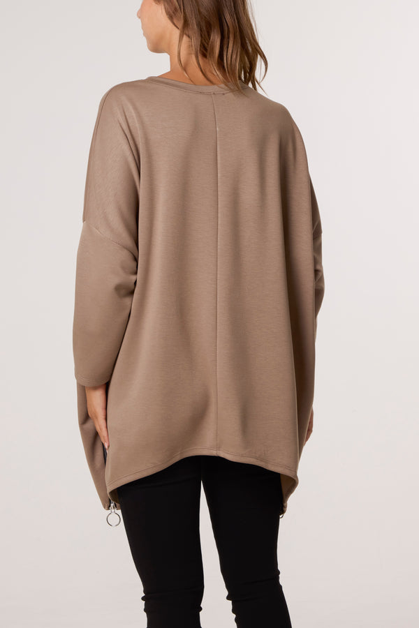 Qed London Soft Touch Side Zip Pockets Sweatshirt