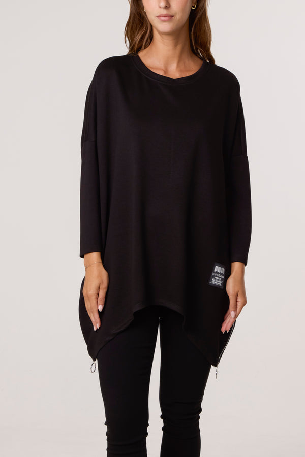 Qed London Soft Touch Side Zip Pockets Sweatshirt