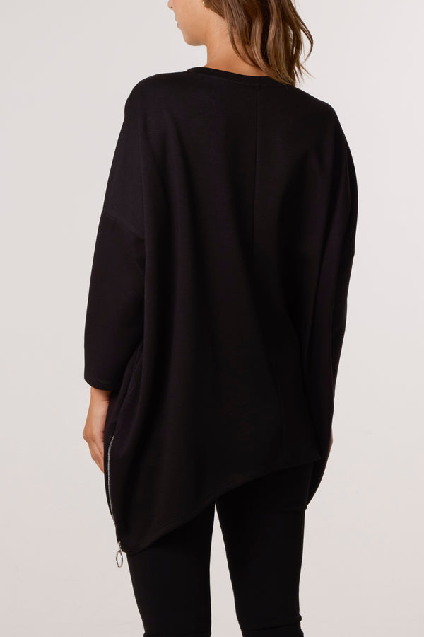 Qed London Soft Touch Side Zip Pockets Sweatshirt