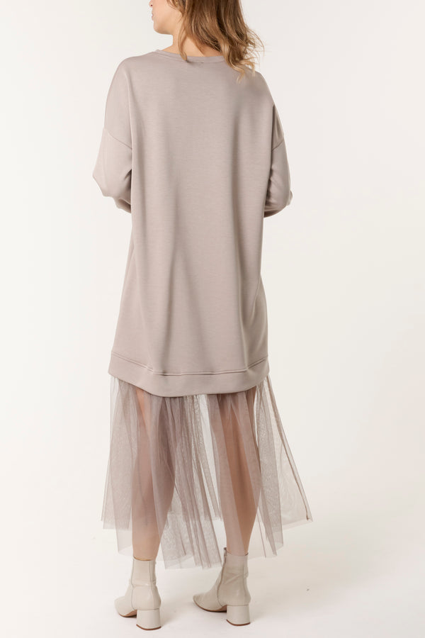 Qed London Soft Touch Sweat Dress W/ Mesh Insert