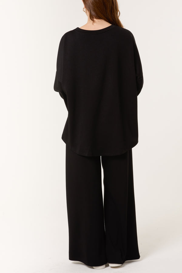 Qed London Soft Touch Sweatshirt & Wide Leg Set