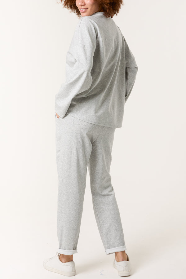 Qed London Soft Touch Top & Leopard Bow Trouser Set