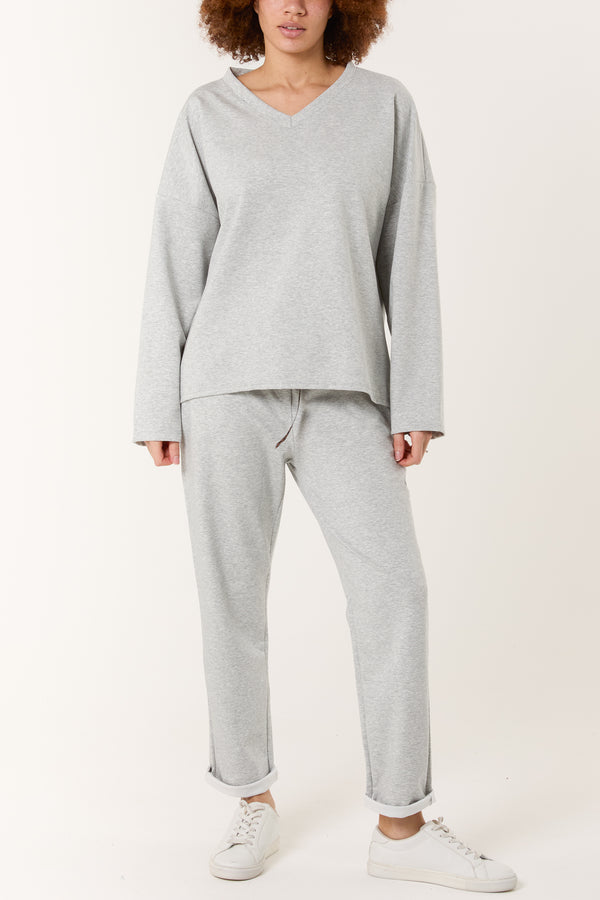 qed london Soft Touch Top & Leopard Bow Trouser Set