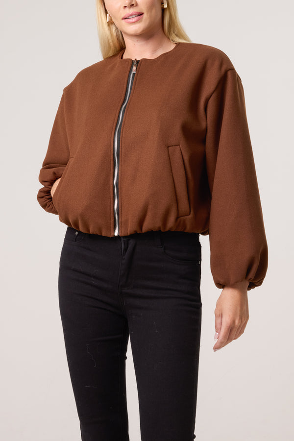 Qed London Soft Touch Zip Up Bomber Jacket