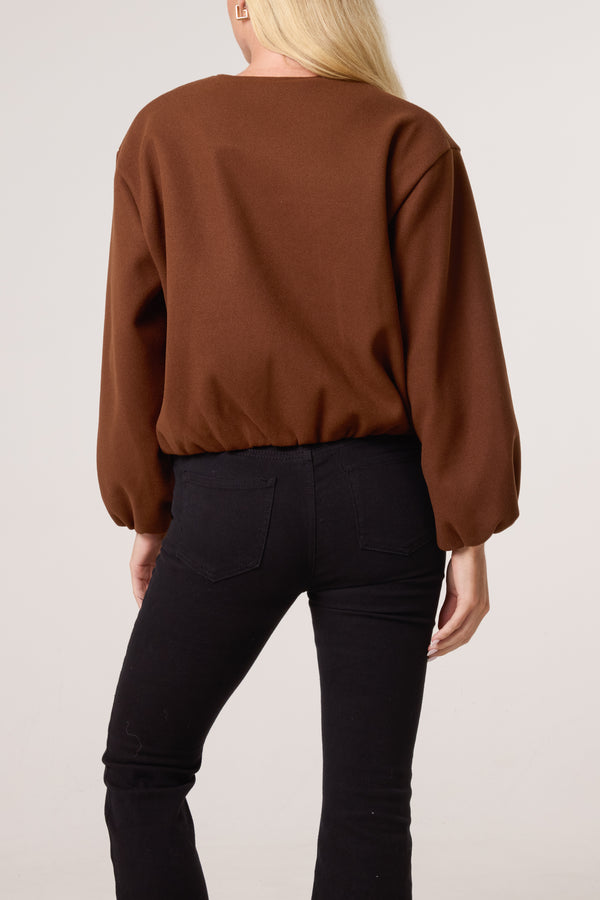 Qed London Soft Touch Zip Up Bomber Jacket