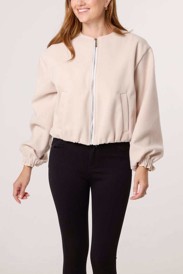 qed london Soft Touch Zip Up Bomber Jacket