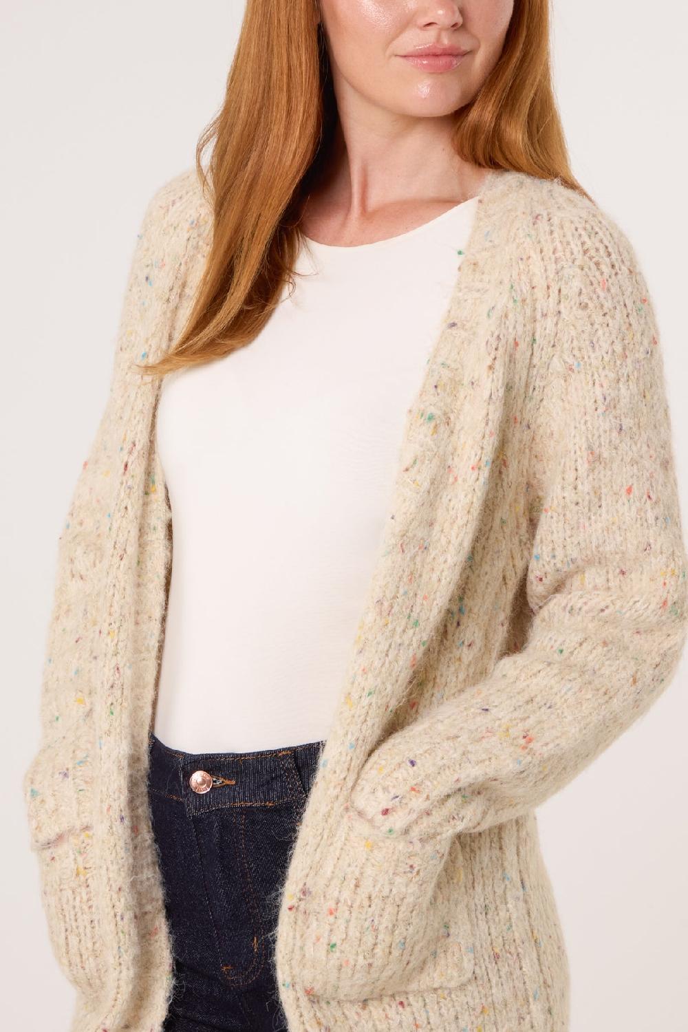 Qed London Space Dye Knit Pocket Cardigan