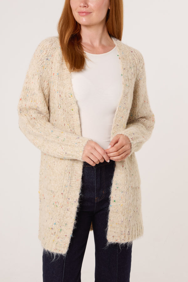qed london Space Dye Knit Pocket Cardigan