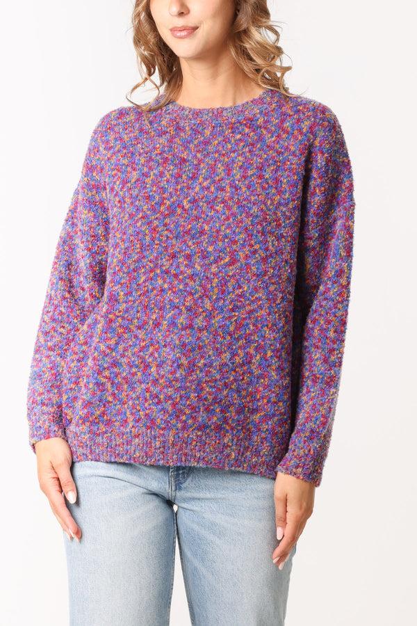 qed london Space Dye Round Neck Jumper