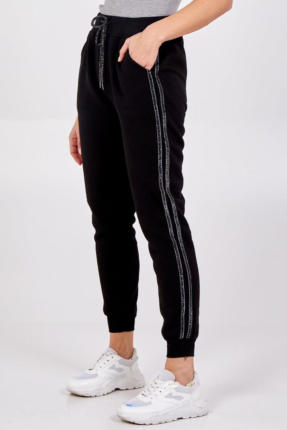 Qed London Sparkle Detail Stripe Joggers