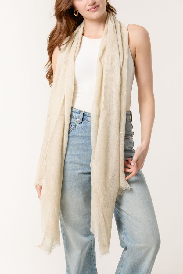 qed london Sparkle Ivory Scarf