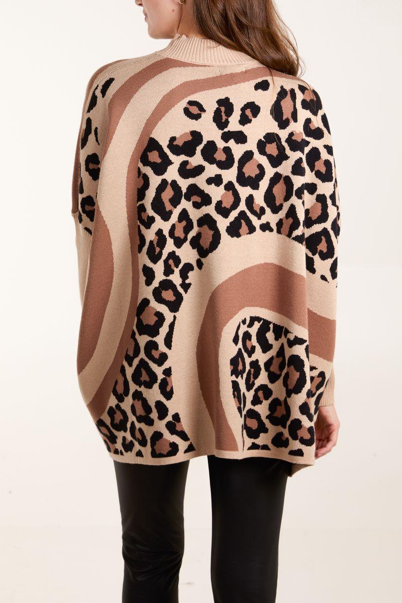 Qed London Spliced Animal Relaxed Batwing Jumper