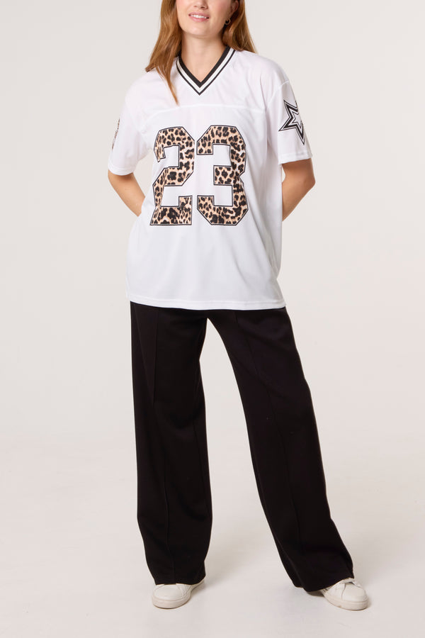 Qed London Sports Leopard Jersey Tee