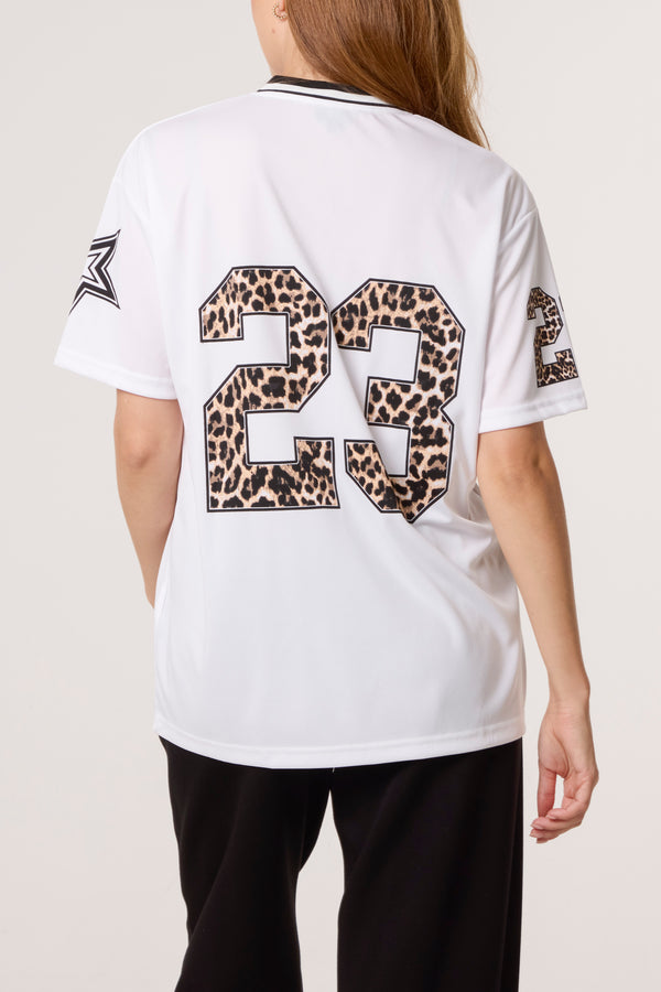 Qed London Sports Leopard Jersey Tee