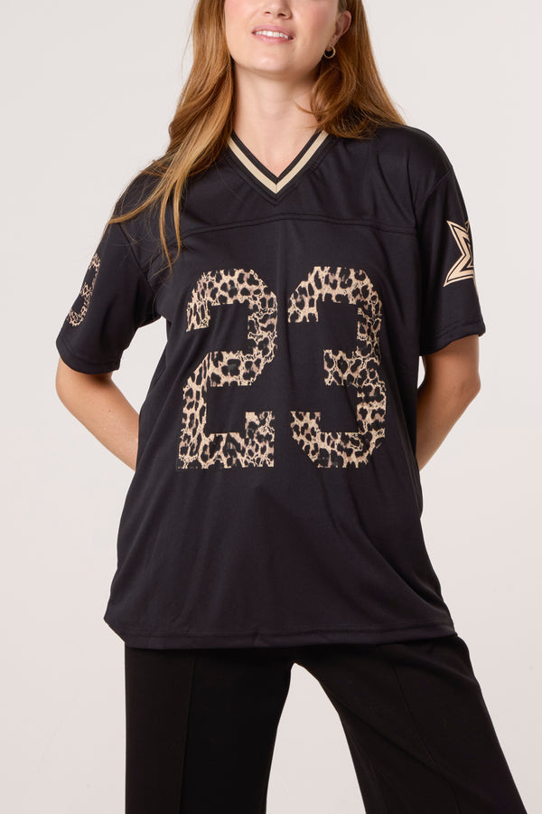 Qed London Sports Leopard Jersey Tee