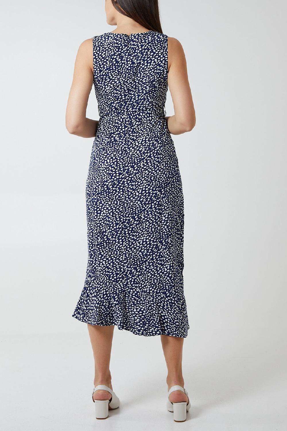Qed London Spotty Asymmetric Hem Maxi Dress