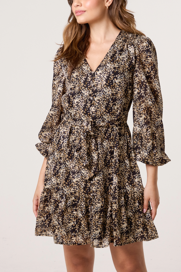 Qed London Spotty Button & Belted Mini Dress