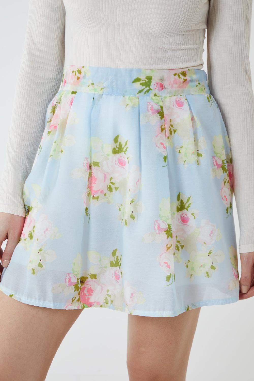 Qed London Spring Flower Print Short Skirt