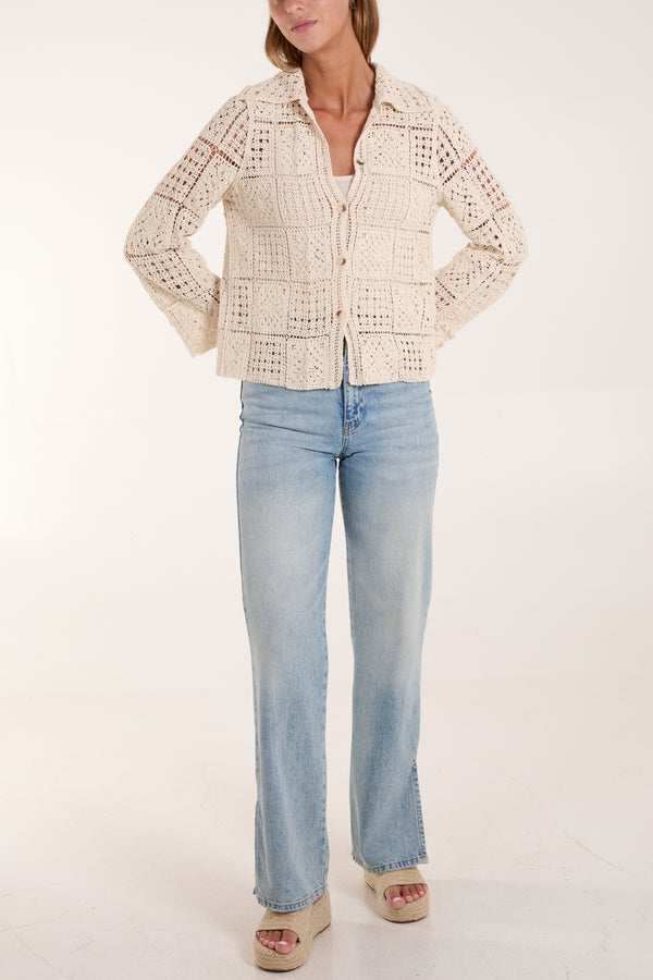 Qed London Square Crochet Shirt