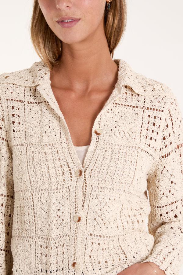 Qed London Square Crochet Shirt