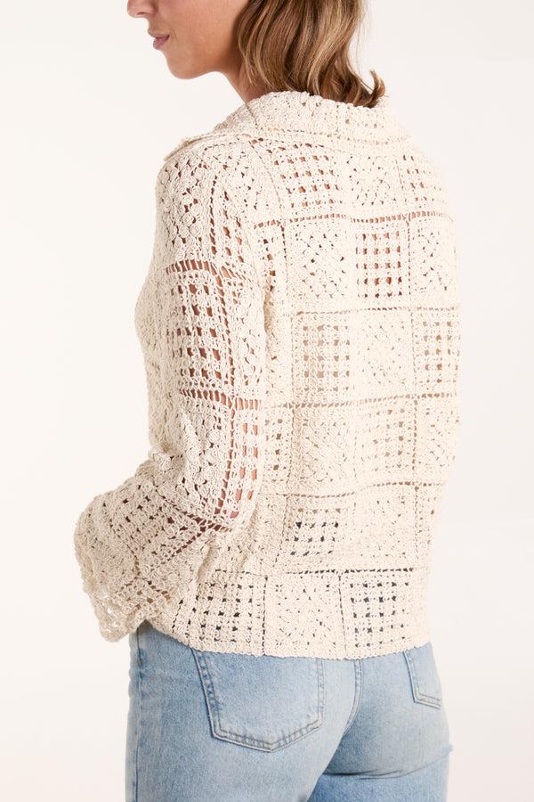 Qed London Square Crochet Shirt