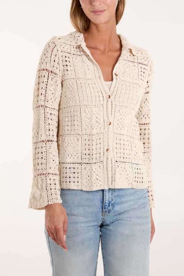 Qed London Square Crochet Shirt