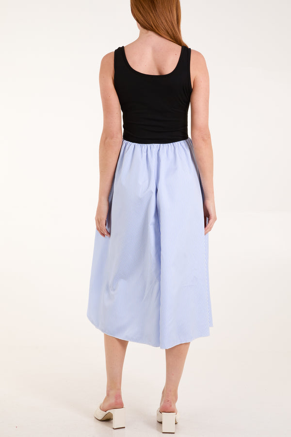 Qed London Square Neck Top Striped Midi Dress