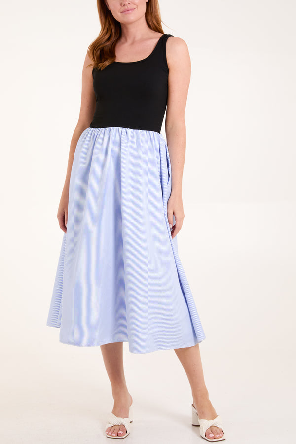 qed london Square Neck Top Striped Midi Dress