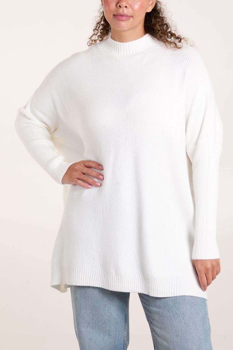 qed london Stand Neck Multi Knit Jumper