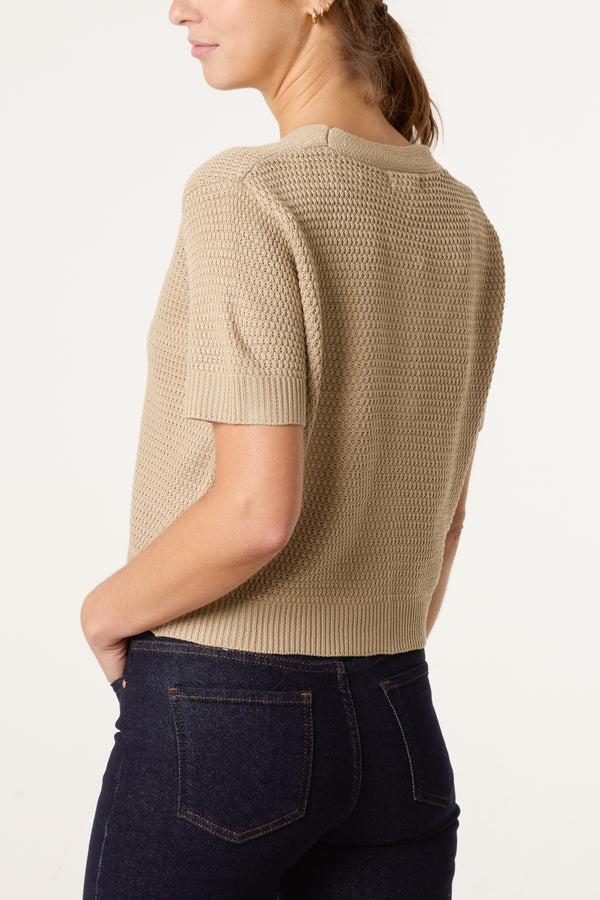 Qed London Starfish Gold Button Knit Cardigan