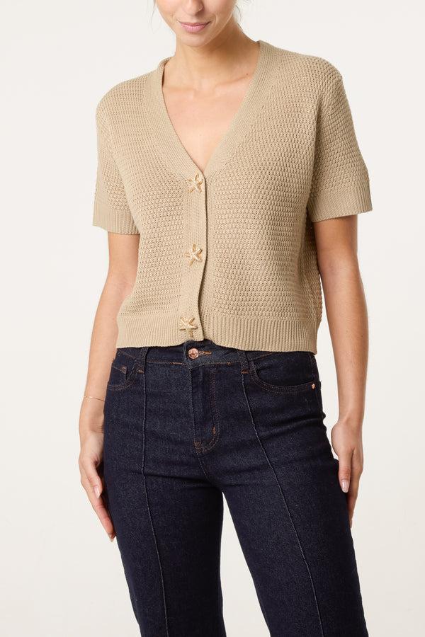 qed london Starfish Gold Button Knit Cardigan
