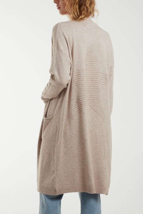 Qed London Starred Back Long Cardigan