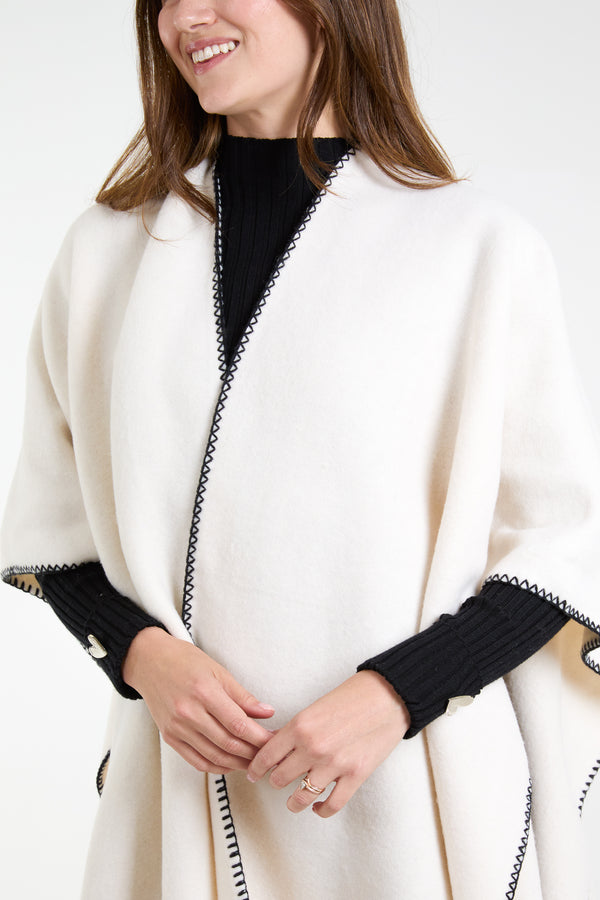 Qed London Stitch Hem Tassel Cape