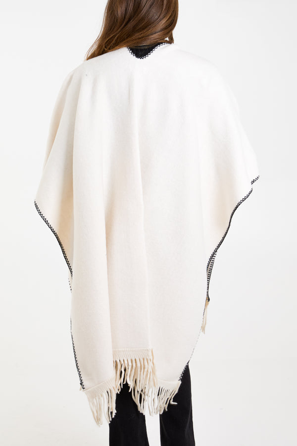 Qed London Stitch Hem Tassel Cape